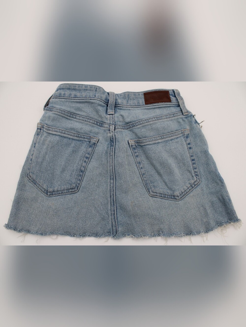 Hollister Custom Punk Rock Denim Mini Skirt Band Patches Chains Size 00R - Picture 4 of 7